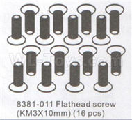 DHK Zombie 8384 Parts-Flathead screw(KM3x10mm)-16pcs Parts-8381-011,DHK Hobby Zombie 8E 8384 RC Truck Parts