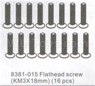 DHK Zombie 8384 Parts-Flathead screw(KM3x18mm)-16pcs Parts-8381-015,DHK Hobby Zombie 8E 8384 RC Truck Parts