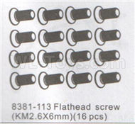 DHK Zombie 8384 Parts-Flathead Screw(KM2.6X6mm)-16pcs Parts-8381-113,DHK Hobby Zombie 8E 8384 RC Truck Parts