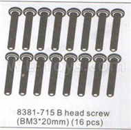 DHK Zombie 8384 Parts-B head screw(BM3X20mm)-16pcs Parts-8381-715,DHK Hobby Zombie 8E 8384 RC Truck Parts