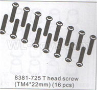 DHK Zombie 8384 Parts-T head Screw(TM4x22mm)-16pcs Parts-8381-725,DHK Hobby Zombie 8E 8384 RC Truck Parts