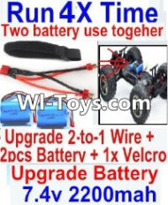 FeiYue FY-01 Spare Parts-35-07 Upgrade 2-to-1 wire and Velcro & 2pcs Battery-Two battery can be used together,Run 2x Time than usual,FeiYue FY-01 RC Car Parts,FY01 FY-01 RC Truck Spare parts Accessories,1:12 4WD High Speed Buggy Parts