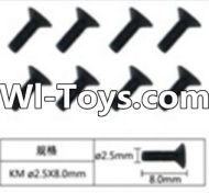 FeiYue FY-01 Spare Parts-60-07 W12068 Inner Hexagon Flat head machine screws(8pcs)-2.5X8mm,FeiYue FY-01 RC Car Parts,FY01 FY-01 RC Truck Spare parts Accessories,1:12 4WD High Speed Buggy Parts