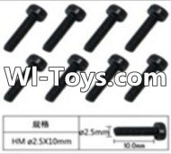FeiYue FY-01 Spare Parts-60-08 W12069 Inner Hexagon Cup head machine screws(8pcs)-2.5X10mm,FeiYue FY-01 RC Car Parts,FY01 FY-01 RC Truck Spare parts Accessories,1:12 4WD High Speed Buggy Parts