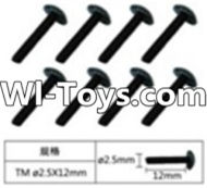 FeiYue FY-01 Spare Parts-60-09 W12070 Inner Hexagon T head machine screws(8pcs)-2.5X12mm,FeiYue FY-01 RC Car Parts,FY01 FY-01 RC Truck Spare parts Accessories,1:12 4WD High Speed Buggy Parts