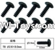 FeiYue FY-01 Spare Parts-60-12 W12074 Inner Hexagon T head Self-attack screws(8pcs)-2.6X8mm,FeiYue FY-01 RC Car Parts,FY01 FY-01 RC Truck Spare parts Accessories,1:12 4WD High Speed Buggy Parts