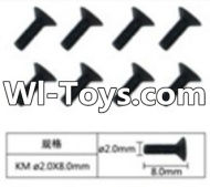 FeiYue FY-01 Spare Parts-60-21 W12063 Inner Hexagon Flat head machine screws(8pcs)-2.0X8mm,FeiYue FY-01 RC Car Parts,FY01 FY-01 RC Truck Spare parts Accessories,1:12 4WD High Speed Buggy Parts