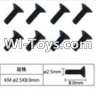 FeiYue FY-02 Spare Parts-60-07 W12068 Inner Hexagon Flat head machine screws(8pcs)-2.5X8mm,FeiYue FY-02 RC Car Parts,FY02 FY-02 RC Truck Spare parts Accessories,1:12 4WD High Speed Buggy Parts