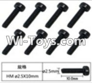 FeiYue FY-02 Spare Parts-60-08 W12069 Inner Hexagon Cup head machine screws(8pcs)-2.5X10mm,FeiYue FY-02 RC Car Parts,FY02 FY-02 RC Truck Spare parts Accessories,1:12 4WD High Speed Buggy Parts