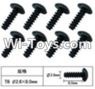 FeiYue FY-02 Spare Parts-60-12 W12074 Inner Hexagon T head Self-attack screws(8pcs)-2.6X8mm,FeiYue FY-02 RC Car Parts,FY02 FY-02 RC Truck Spare parts Accessories,1:12 4WD High Speed Buggy Parts