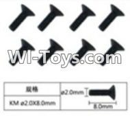 FeiYue FY-02 Spare Parts-60-21 W12063 Inner Hexagon Flat head machine screws(8pcs)-2.0X8mm,FeiYue FY-02 RC Car Parts,FY02 FY-02 RC Truck Spare parts Accessories,1:12 4WD High Speed Buggy Parts