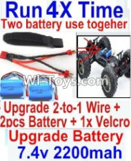 FeiYue FY03 FY-03 Upgrade 2-to-1 wire and Velcro & 2pcs Battery-Two battery can be used together,Run 2x Time than usual Parts-,FeiYue FY03 Parts