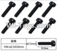 FeiYue FY03 FY-03 Inner Hexagon Cup head machine screws(8pcs)-2.5X10mm Parts-W12069,FeiYue FY03 Parts