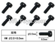 FeiYue FY03 FY-03 Inner Hexagon Cup head machine screws(8pcs)-2.0X6mm Parts-W12061,FeiYue FY03 Parts