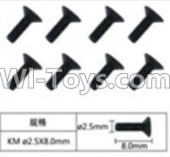 FeiYue FY-04 Spare Parts-60-07 W12068 Inner Hexagon Flat head machine screws(8pcs)-2.5X8mm,FeiYue FY-04 RC Car Parts,FY04 FY-04 RC Motorcycle Truck Spare parts Accessories,1:12 4WD High Speed Buggy Parts