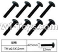 FeiYue FY-04 Spare Parts-60-09 W12070 Inner Hexagon T head machine screws(8pcs)-2.5X12mm,FeiYue FY-04 RC Car Parts,FY04 FY-04 RC Motorcycle Truck Spare parts Accessories,1:12 4WD High Speed Buggy Parts