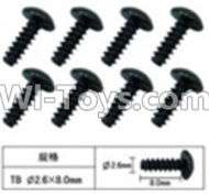 FeiYue FY-04 Spare Parts-60-12 W12074 Inner Hexagon T head Self-attack screws(8pcs)-2.6X8mm,FeiYue FY-04 RC Car Parts,FY04 FY-04 RC Motorcycle Truck Spare parts Accessories,1:12 4WD High Speed Buggy Parts