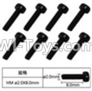 FeiYue FY-04 Spare Parts-60-20 W12062 Inner Hexagon Cup head machine screws(8pcs)-2.0X8mm,FeiYue FY-04 RC Car Parts,FY04 FY-04 RC Motorcycle Truck Spare parts Accessories,1:12 4WD High Speed Buggy Parts