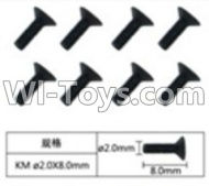 FeiYue FY-04 Spare Parts-60-21 W12063 Inner Hexagon Flat head machine screws(8pcs)-2.0X8mm,FeiYue FY-04 RC Car Parts,FY04 FY-04 RC Motorcycle Truck Spare parts Accessories,1:12 4WD High Speed Buggy Parts