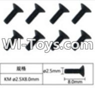 FeiYue FY-05 FY05 Parts-W12068 Inner Hexagon Flat head machine screws(8pcs)-2.5X8mm,FeiYue FY-05 RC Car Parts,FY05 FY-05 RC Truck Spare parts Accessories,1:12 4WD High Speed Buggy Parts