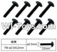 FeiYue FY-05 FY05 Parts-W12070 Inner Hexagon T head machine screws(8pcs)-2.5X12mm,FeiYue FY-05 RC Car Parts,FY05 FY-05 RC Truck Spare parts Accessories,1:12 4WD High Speed Buggy Parts