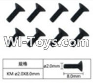 FeiYue FY-05 FY05 Parts-W12063 Inner Hexagon Flat head machine screws(8pcs)-2.0X8mm,FeiYue FY-05 RC Car Parts,FY05 FY-05 RC Truck Spare parts Accessories,1:12 4WD High Speed Buggy Parts