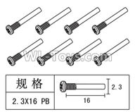 FeiYue FY15 FY-15 Half tooth screw Parts(8pcs)-2.3×16 PB,FeiYue FY15 Parts,FeiYue FY-15 Parts
