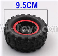 HB 1:14 RC Car Spare Parts-07-02 Whole Wheel Unit-Diameter-about 9.5cm-Red(1pcs),HB Toys 666-1501 1502 1503 1504 RC Truck Car Spare Parts Accessories,HB Toys 1:14 Replacement Spare Parts