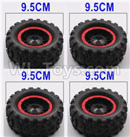 HB 1:14 RC Car Spare Parts-08-02 Whole Wheel Unit-Diameter-about 9.5cm-Red(4pcs),HB Toys 666-1501 1502 1503 1504 RC Truck Car Spare Parts Accessories,HB Toys 1:14 Replacement Spare Parts