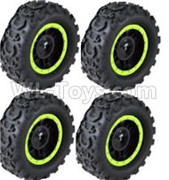 HB 1:14 RC Car Spare Parts-08-03 Whole Wheel Unit-Diameter-about 9.5cm-Green(4pcs),HB Toys 666-1501 1502 1503 1504 RC Truck Car Spare Parts Accessories,HB Toys 1:14 Replacement Spare Parts