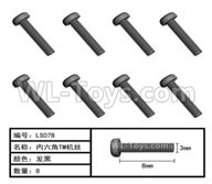 HG P408 Parts-Inner-Hexagonal TM machine screw-8pcs-Φ3x8mm-LS078,HG P408 Kfor Parts,HG P408 Humvee RTR Parts