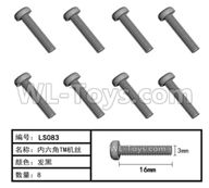 HG P408 Parts-Inner-Hexagonal TM machine screw-8pcs-Φ3x16mm-LS083,HG P408 Kfor Parts,HG P408 Humvee RTR Parts