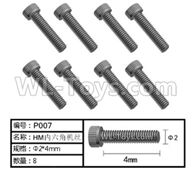 HG P408 Parts-Inner-Hexagonal TM machine screw with Cup head-8pcs-Φ2x3mmP007,HG P408 Kfor Parts,HG P408 Humvee RTR Parts