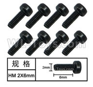 HG P408 Parts-Cup Head Inner-Hexagonal HM machine screw-8pcs-Φ2x6mm-W05009,HG P408 Kfor Parts,HG P408 Humvee RTR Parts
