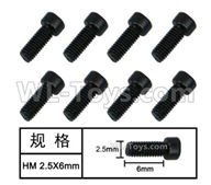 HG P408 Parts-Cup Head Inner-Hexagonal HM machine screw-8pcs-Φ2.5x6mm-W05012,HG P408 Kfor Parts,HG P408 Humvee RTR Parts