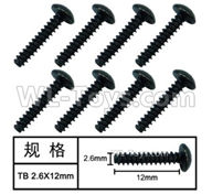HG P408 Parts-Inner-Hexagonal TB machine screw-8pcs-Φ2.6x12mm-W05018,HG P408 Kfor Parts,HG P408 Humvee RTR Parts