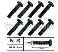 HG P408 Parts-Inner-Hexagonal TB machine screw-8pcs-Φ3x12mm-W05019,HG P408 Kfor Parts,HG P408 Humvee RTR Parts