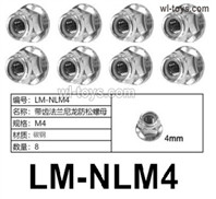 HG P410 Parts LM-NLM4 M4 toothed flange nylon locknut for 1/10 HengGuan P410 Raptor Pickup RC Car Vehicles Model.Total 8pcs.