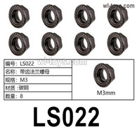 HG P410 Parts LS022 M3 toothed flange nut for 1/10 HengGuan P410 Raptor Pickup RC Car Vehicles Model.Total 8pcs.