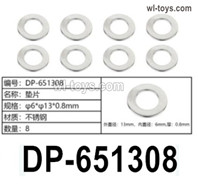 HG P410 Parts DP-651308 Gasket 6x13x0.8mm for 1/10 HengGuan P410 Raptor Pickup RC Car Vehicles Model.Total 8pcs.