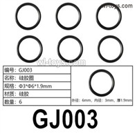 HG P410 Parts GJ003 Silicone ring B Φ3xΦ6x1.9mm for 1/10 HengGuan P410 Raptor Pickup RC Car Vehicles Model.Total 6pcs.