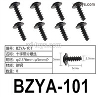 HG P410 Parts BZYA-101 2.3x6mm Phillips screw with Media φ5mm,for 1/10 HengGuan P410 Raptor Pickup RC Car Vehicles Model.Total 8pcs.