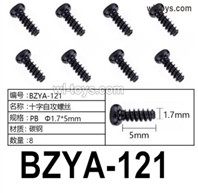 HG P410 Parts BZYA-121 PB1.7x5mm Phillips self-tapping screws for 1/10 HengGuan P410 Raptor Pickup RC Car Vehicles Model.Total 8pcs.