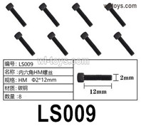 HG P410 Parts LS009 HM2x12mm Inner hexagon HM machine Screws for 1/10 HengGuan P410 Raptor Pickup RC Car Vehicles Model.Total 8pcs.
