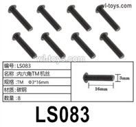 HG P410 Parts LS083 TM3x16mm Inner hexagon TM machine Screws for 1/10 HengGuan P410 Raptor Pickup RC Car Vehicles Model.Total 8pcs.