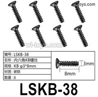 HG P410 Parts LSKB-38 KB3x8mm Hexagon socket KB screws for 1/10 HengGuan P410 Raptor Pickup RC Car Vehicles Model.Total 8pcs.