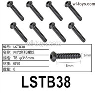 HG P410 Parts LSTB38 TM3x8mm Inner hexagon TM machine Screws for 1/10 HengGuan P410 Raptor Pickup RC Car Vehicles Model.Total 8pcs.