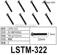 HG P410 Parts LSTM-322 HM3x22mm Inner hexagon HM machine Screws for 1/10 HengGuan P410 Raptor Pickup RC Car Vehicles Model.Total 8pcs.