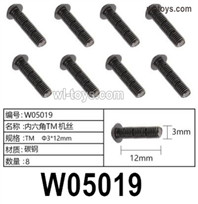 HG P410 Parts W05019 TM3x12mm Inner hexagon TM machine Screws for 1/10 HengGuan P410 Raptor Pickup RC Car Vehicles Model.Total 8pcs.