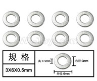 HG P601 washer(8pcs) Parts-3x6x0.5mm-W04009,HG P601 6x6 1/10 Parts